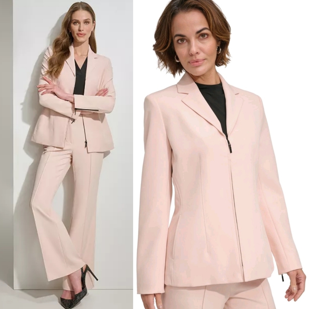 DKNY‎ Zip-Front Jacket, Sleeve Zip Pink Blazer Sz 0